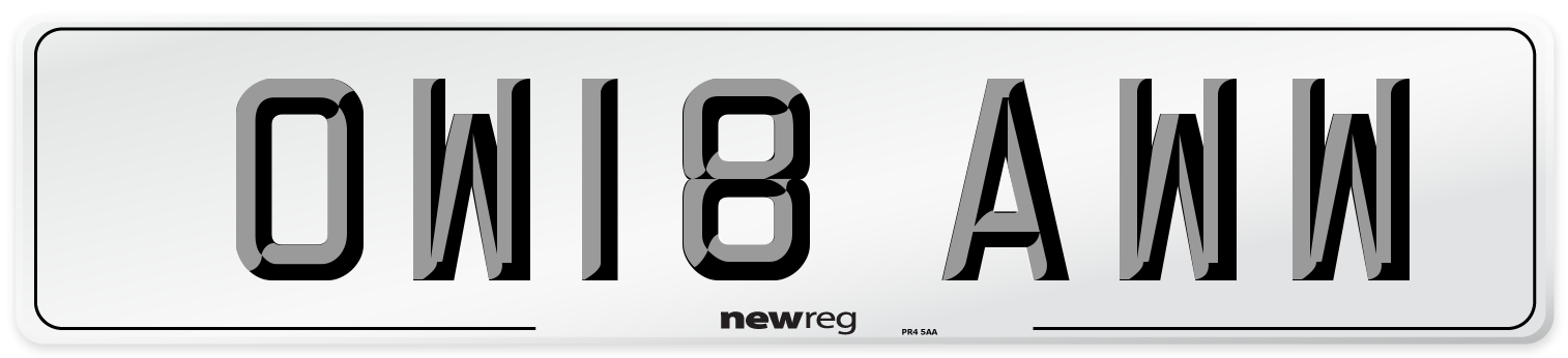 OW18 AWW Number Plate from New Reg